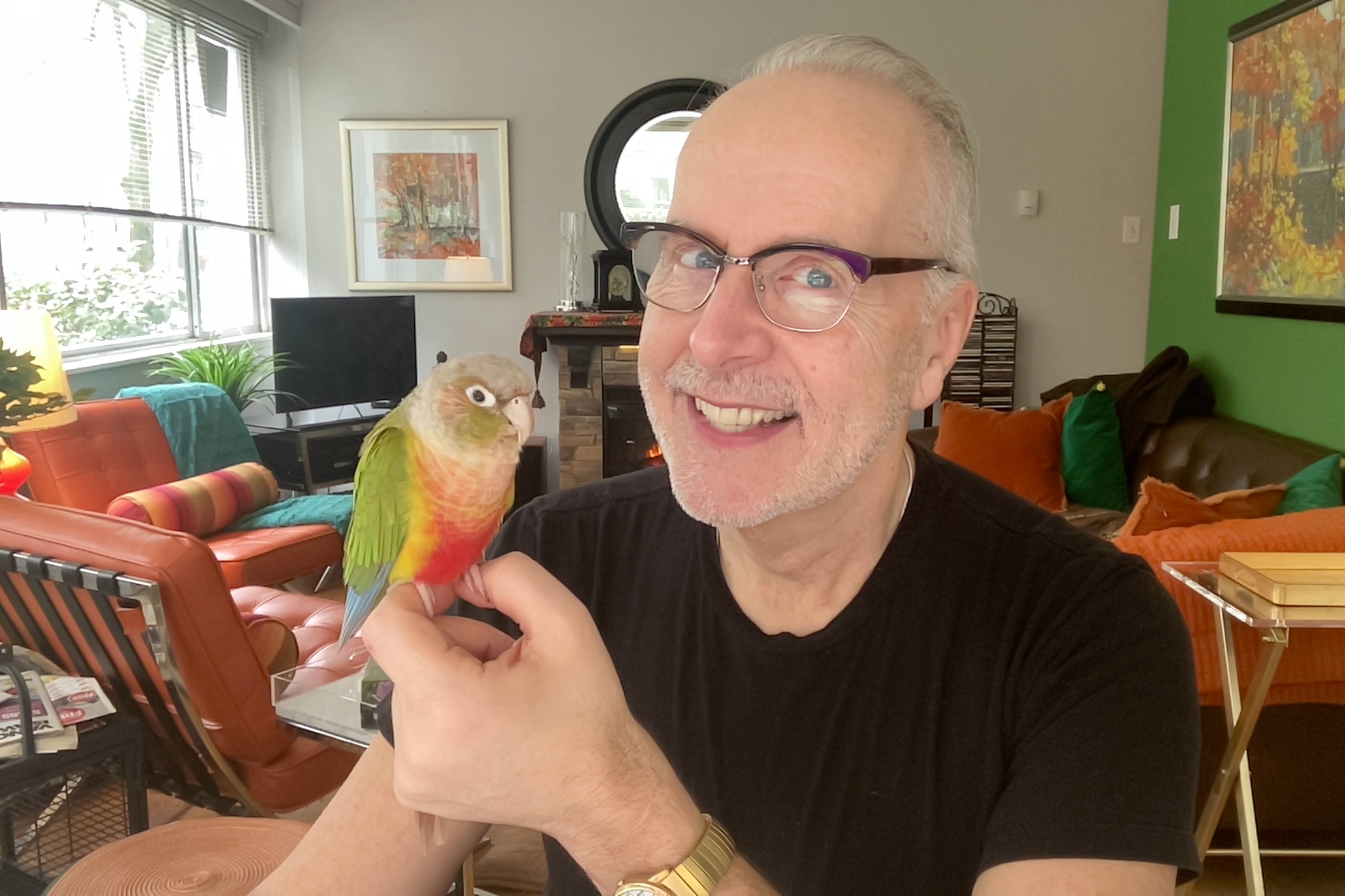 Alan Stamp with feathered friend!